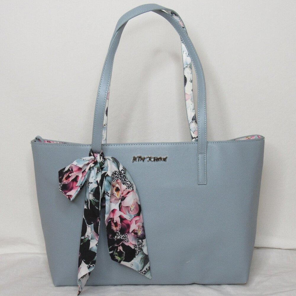 Betsey Johnson Xozaria Large Tote Blue Scarf Wristlet New NWOT